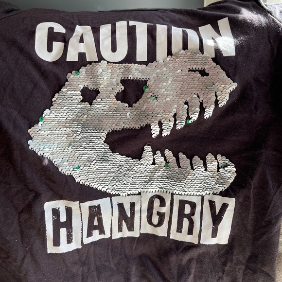 OshKosh Dinosaur Black T-Shirt - Flip Shirt - Kids Size 8 - Picture 2 of 4